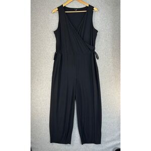 Lisa Bayne Size Small Black Sleeveless Wrap Front Jumpsuit Romper Side Tie VNeck
